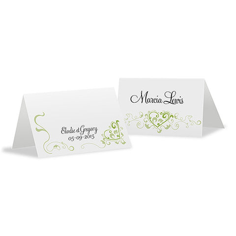 Hearts Filigree Place Card With Fold Lavender