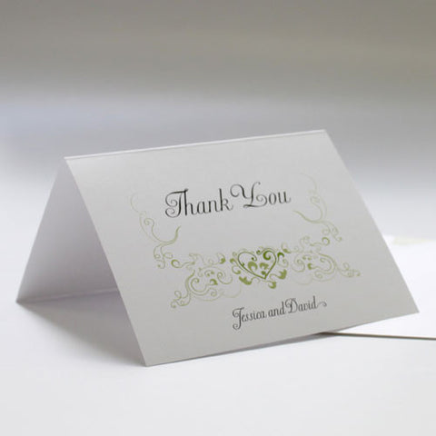 Heart Filigree Thank You Card Lavender