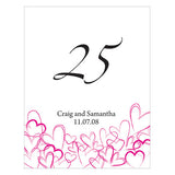 Contemporary Hearts Table Number Numbers 1-12 Lavender