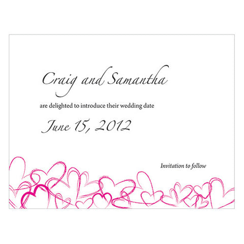 Contemporary Hearts Save The Date Card Lavender