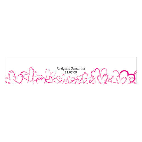 Contemporary Hearts Water Bottle Label Lavender
