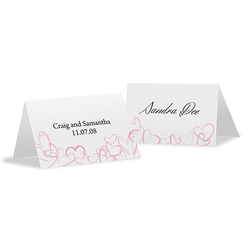 Contemporary Hearts Place Card With Fold Lavender