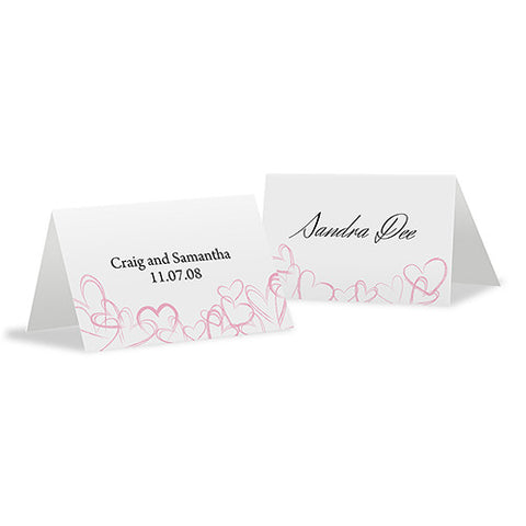 Contemporary Hearts Place Card With Fold Lavender