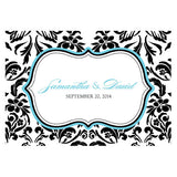 Love Bird Damask Large Rectangular Tag Royal Blue And Black
