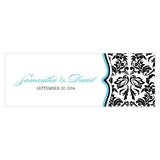 Love Bird Damask Small Rectangular Tag Royal Blue And Black