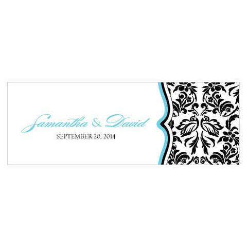 Love Bird Damask Small Rectangular Tag Royal Blue And Black