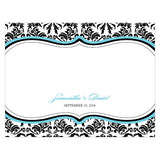 Love Bird Damask Note Card Royal Blue And Black