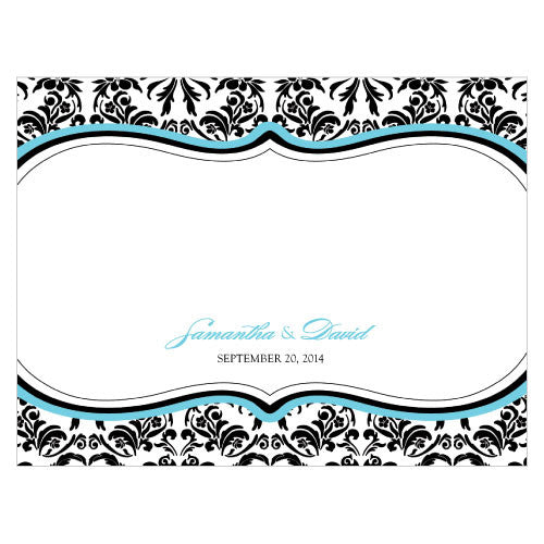 Love Bird Damask Note Card Royal Blue And Black