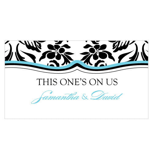 Love Bird Damask Small Ticket Royal Blue And Black