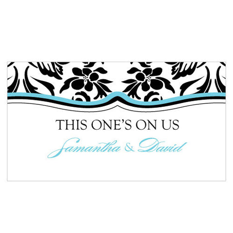 Love Bird Damask Small Ticket Royal Blue And Black