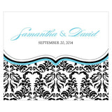 Love Bird Damask Rectangular Label Royal Blue And Black