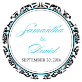 Love Bird Damask Large Sticker Royal Blue And Black