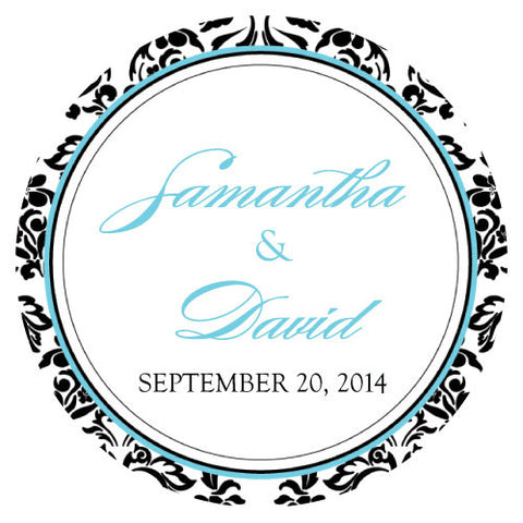 Love Bird Damask Large Sticker Royal Blue And Black