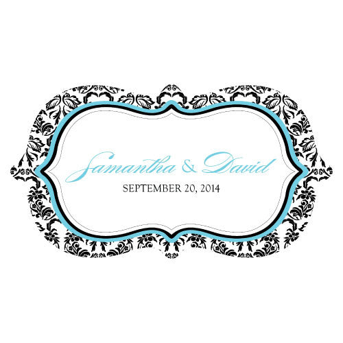 Love Bird Damask Small Cling Royal Blue And Black