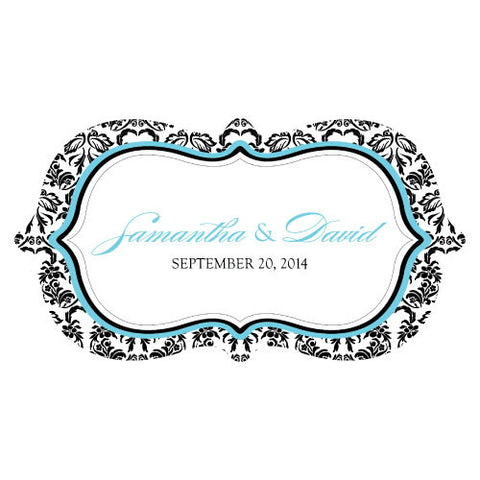 Love Bird Damask Small Cling Royal Blue And Black