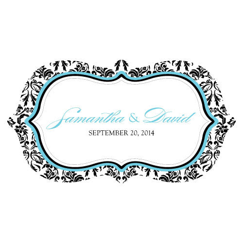Love Bird Damask Large Cling Royal Blue And Black