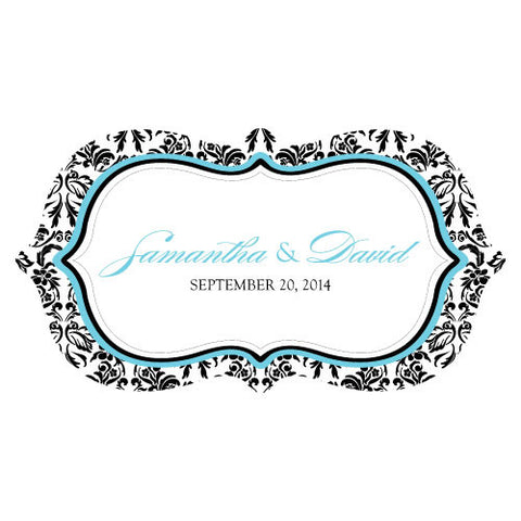 Love Bird Damask Large Cling Royal Blue And Black