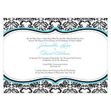 Love Bird Damask Invitation Royal Blue And Black