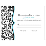 Love Bird Damask RSVP Royal Blue And Black