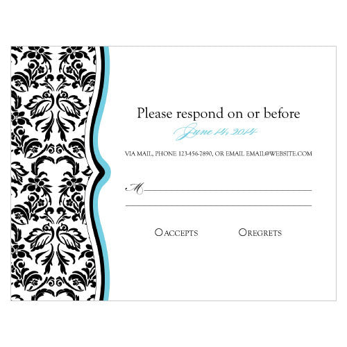 Love Bird Damask RSVP Royal Blue And Black