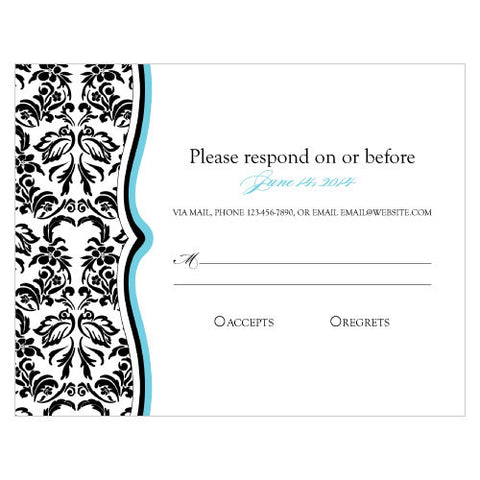 Love Bird Damask RSVP Royal Blue And Black