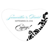Love Bird Damask Heart Container Sticker Royal Blue And Black