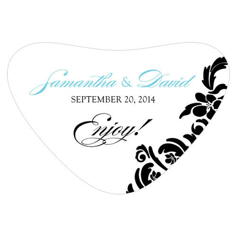Love Bird Damask Heart Container Sticker Royal Blue And Black