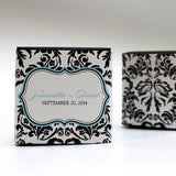 Love Bird Damask Cube Favor Box Wrap Royal Blue And Black