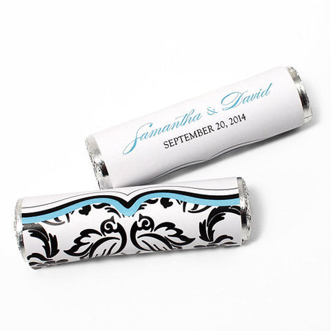 Love Bird Damask Candy Roll Wrap Royal Blue And Black