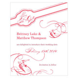French Whimsy Save The Date Card Red