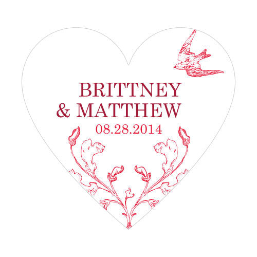 French Whimsy Heart Sticker Red