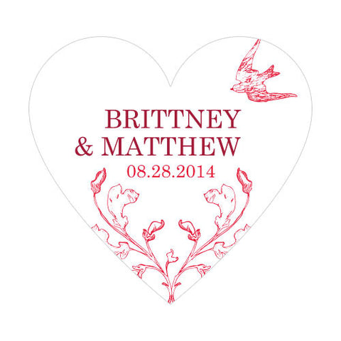 French Whimsy Heart Sticker Red