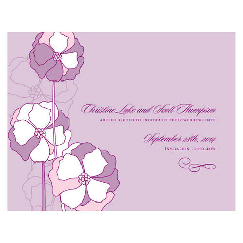 Pinwheel Poppy Save The Date Card Purple