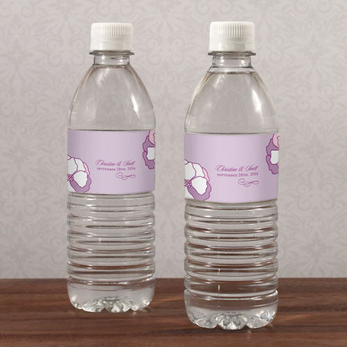 Pinwheel Poppy Water Bottle Label Purple