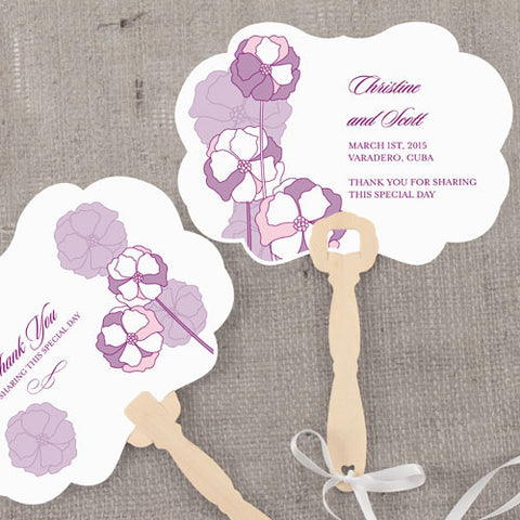 Pinwheel Poppy Personalized Hand Fan Purple