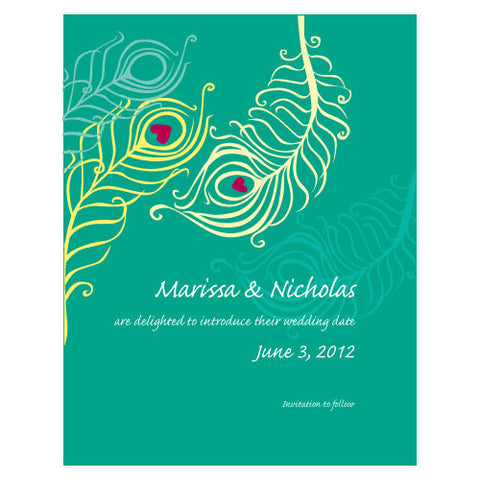 Perfect Peacock Save The Date Card Lavender