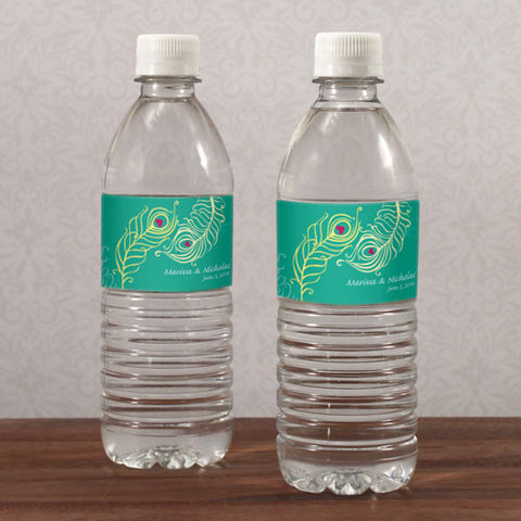 Perfect Peacock Water Bottle Label Lavender