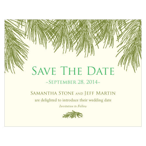 Evergreen Save The Date Card Willow Green