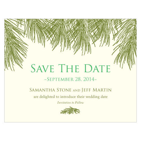 Evergreen Save The Date Card Willow Green