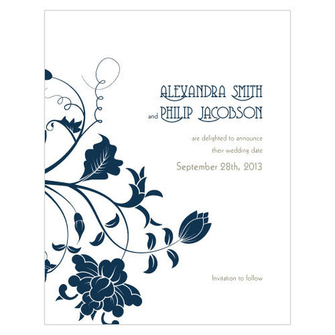 Floral Orchestra Save The Date Card Lavender