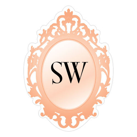 Monogram Mirror Frame Sticker Peach