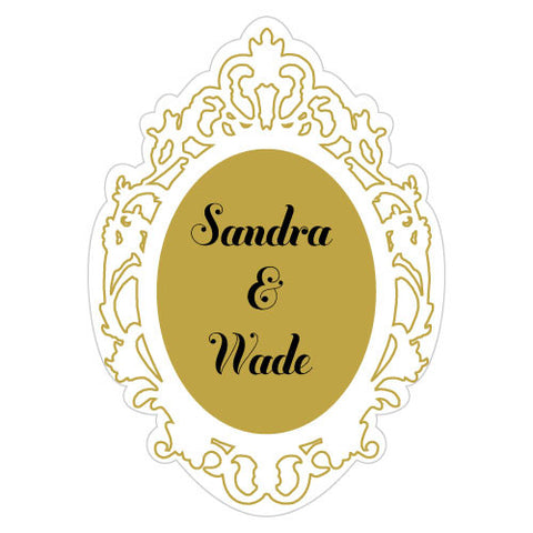 Mirror Frame Diecut Clear Sticker With Elegant Metallic Print Vintage Gold
