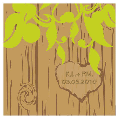 Carved Initials Tree Square Tag