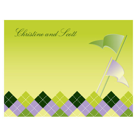 Golf Note Card Classical Green Gradient
