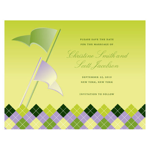 Golf Save The Date Card Classical Green Gradient