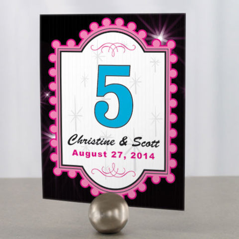 Las Vegas Table Number Numbers 1-12 Dark Pink