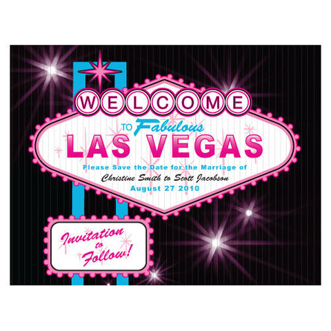 Las Vegas Save The Date Card Dark Pink