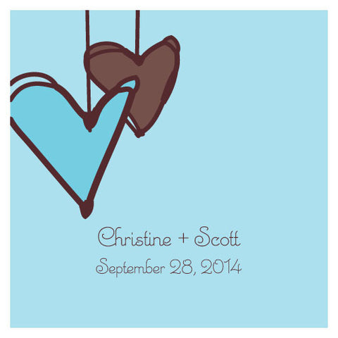 Heart Strings Square Tag Aqua Blue