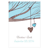 Heart Strings Large Rectangular Tag Aqua Blue