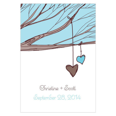 Heart Strings Large Rectangular Tag Aqua Blue